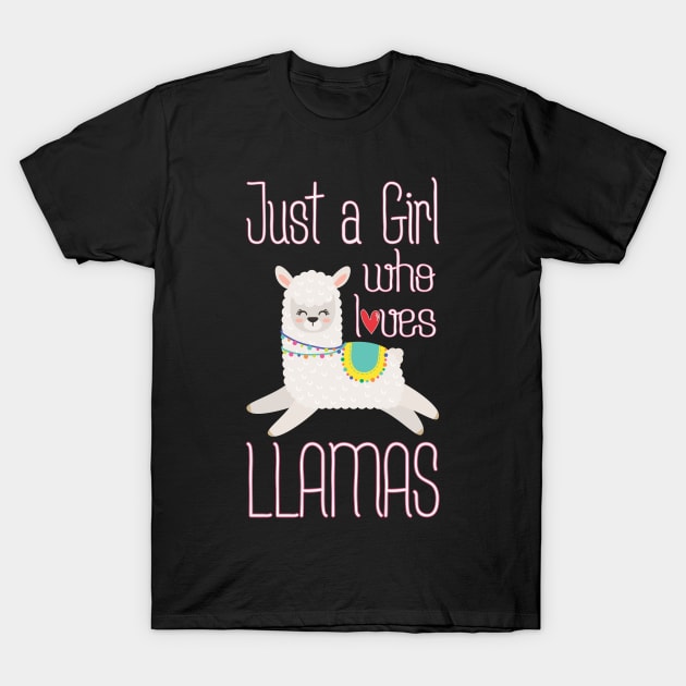 Just a Girl Who Loves Llamas Funny Llama T-Shirt by kdpdesigns